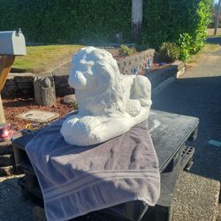 White Concrete Lion Statue 