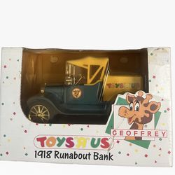 Vintage Toys’R’Us Geoffrey 1918 Runabout Bank Diecast NEW in Box 1993 Collectibl