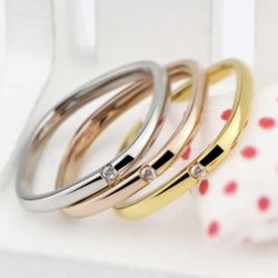 R180- Rose Gold Ring With Mini Zircon -Square!