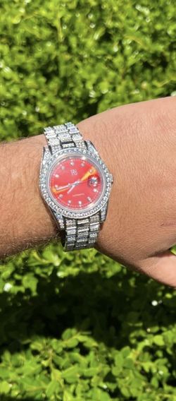 MOISSANITE Red Face Presidential Watch
