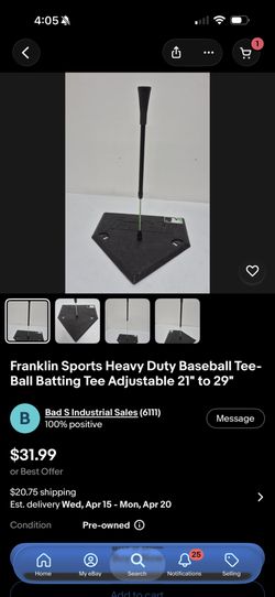 ⚾ Franklin Sports Adjustable Batting Tee (21”–29”) ⚾