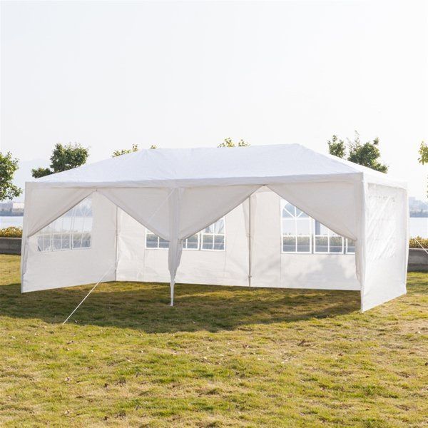  10' x 20' Gazebo Canopy Party Tent with 6 Removab-White 