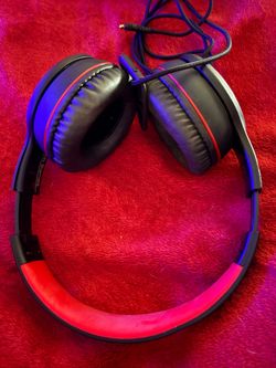 Black and Red Wired Over-Ear Headphones