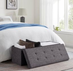 43 Inch Folding Storage Ottoman with Storage Bench, Long Large Storage Ottoman Bench, Storage Chest, Foot Rest Stool, Bedroom Bench with Storage