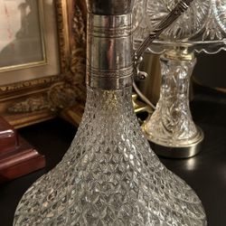 Vintage Glass Pitcher With Silver Plated Handle