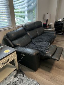 Leather electric reclining couch
