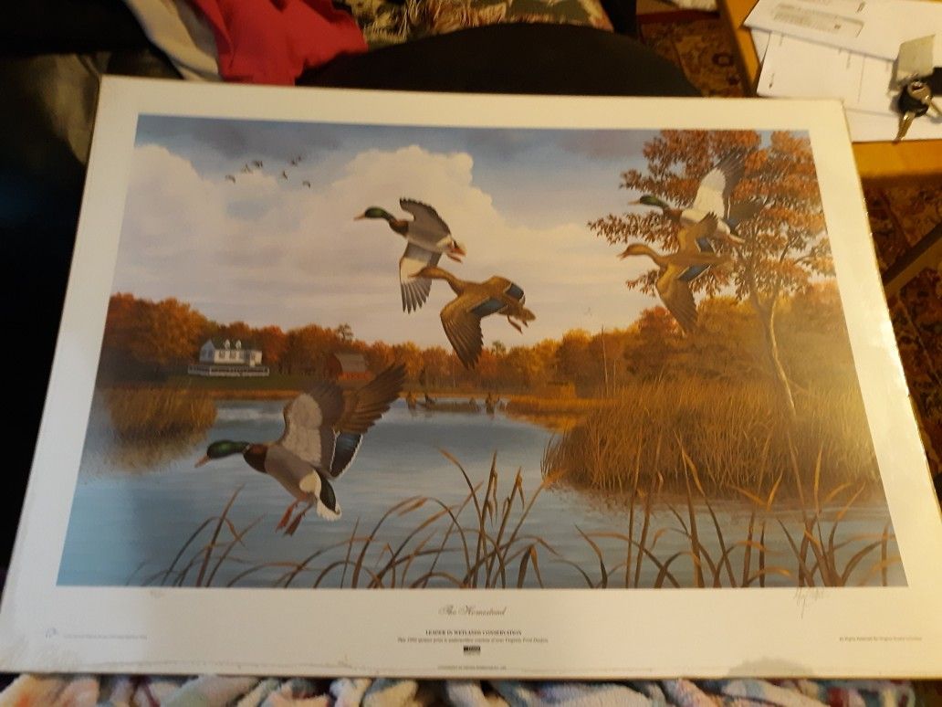"The Homestead" by Guy Crittenden Signed & Numbered 921/2000 1993 Tenth Annual Ducks Unlimited Ford Sponsored Print