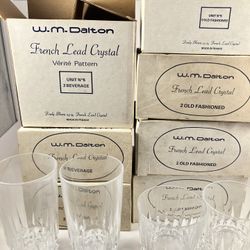 14-Piece Vintage W.M. Dalton French Lead Crystal Glassware Set – 7 Sealed Boxes – $185