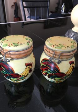 Rooster storage jars