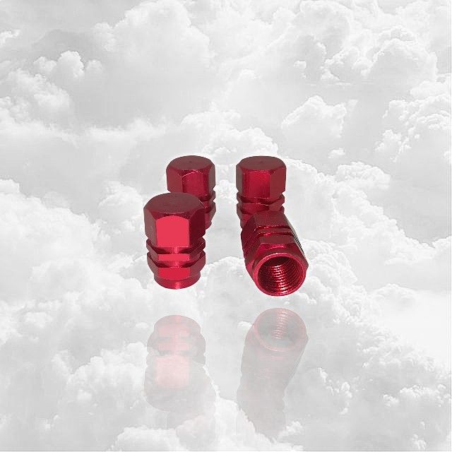 4pc Universal Car Tire/Wheel Aluminum Valve Stem Caps Red