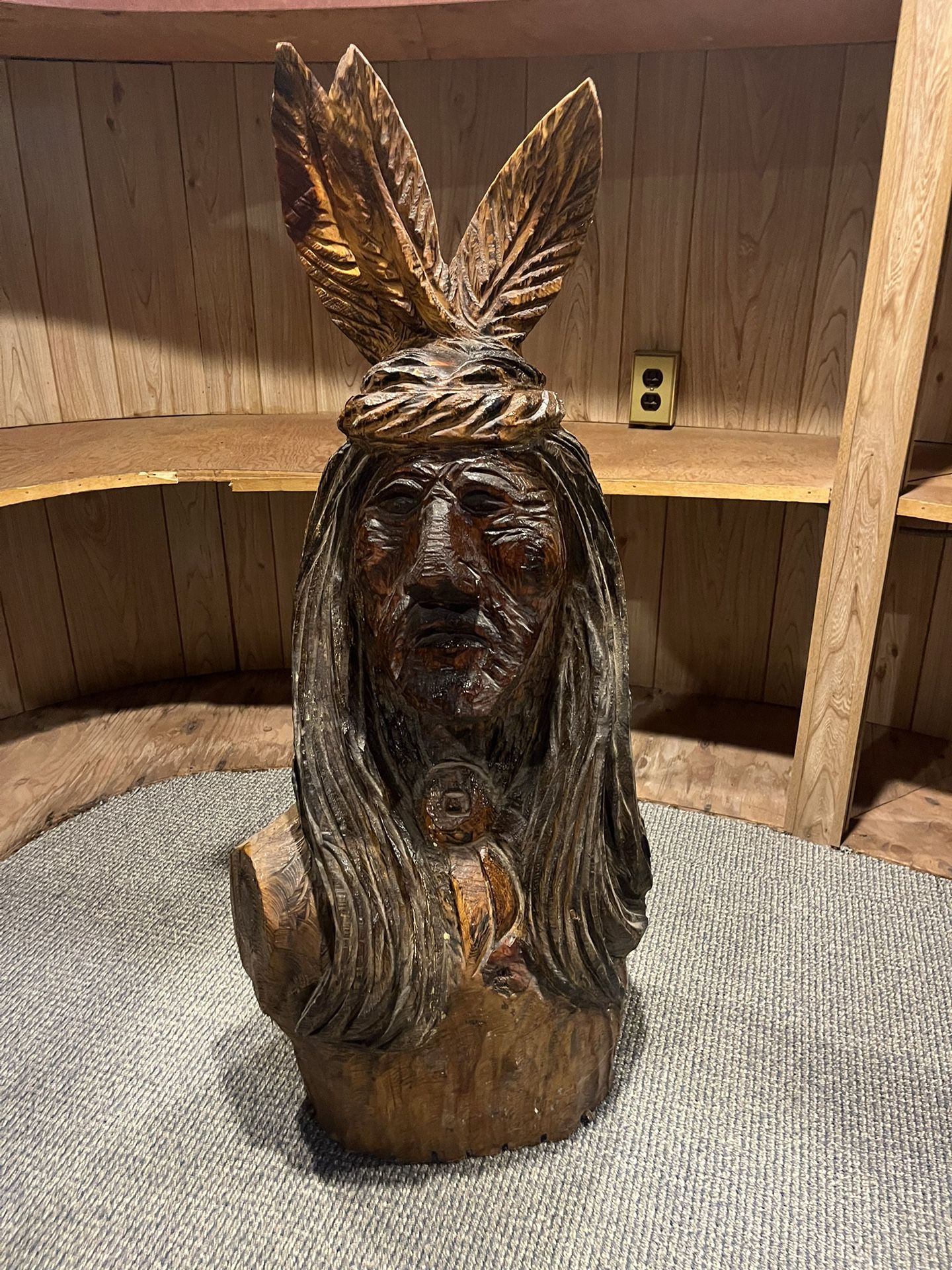 Native American Wood Carved Statue 