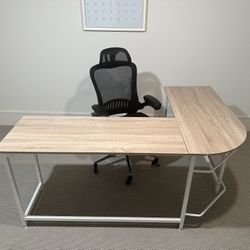 Office Desk & Ergonomic Rolling Chair Set
