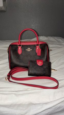 Coach Signature Satchel Handbag Brown Red