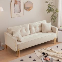Modern Velvet Loveseat Sofa Beige