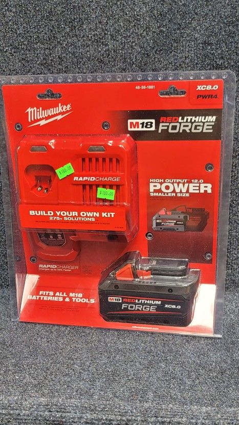 Milwaukee
M18 18-Volt Lithium-Ion REDLITHIUM FORGE Starter Kit with 8.0Ah Battery and Rapid Charger