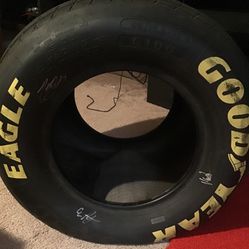 Tony Stewart And Crew Signed Tire