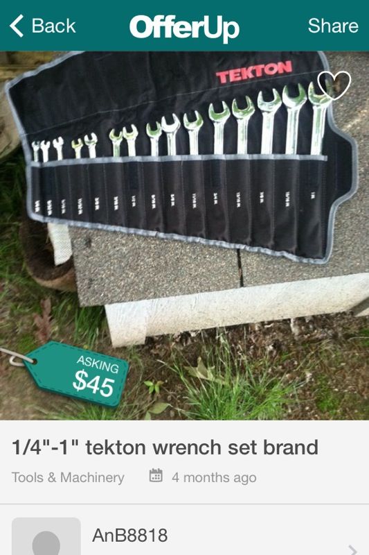 1/4-1" tekton wrench set like new