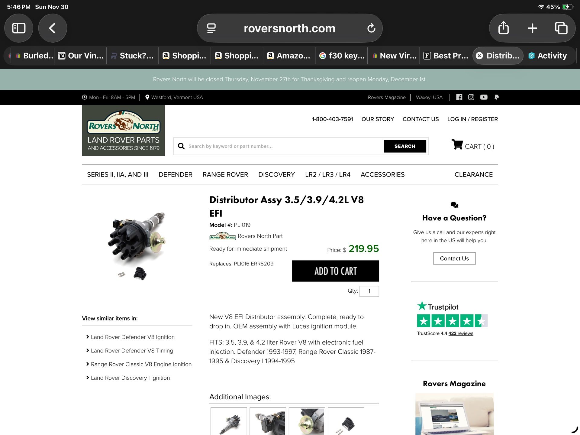 Land Rover V8 Distributor - Brand New