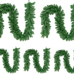 Oakmont 8.9 Ft Artificial Spruce Christmas Garland, Non-Lit Soft Green Holiday Decorations for Outdoor or Indoor Use, Premium PVC Home Garden Artifici