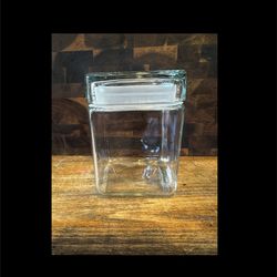 Vintage Square Glass Canister Container With Lid Made In Canada 6”