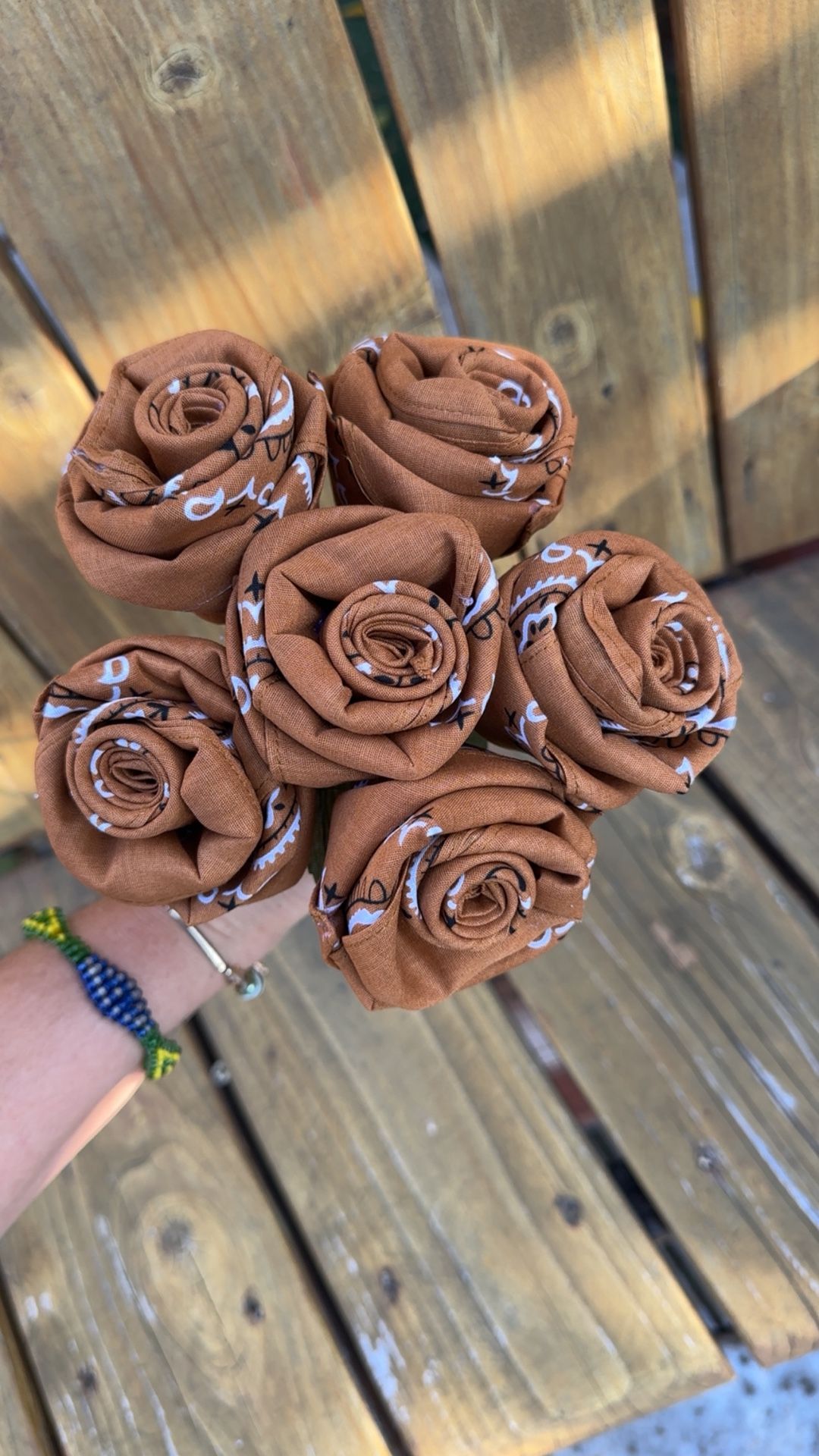 Bandana Roses Brown Blue Pink Roses