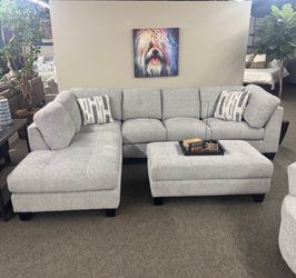 Brand new gray chenille pottery barn sectional couch