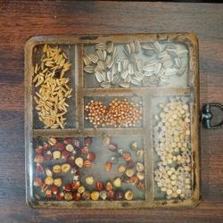 VINTAGE 1970s Gamut Designs Wood Resin Seed Filled Boho Hanging Trivet Hot Plate