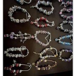 Murano Style Charm Bracelet Lot Or Individual 