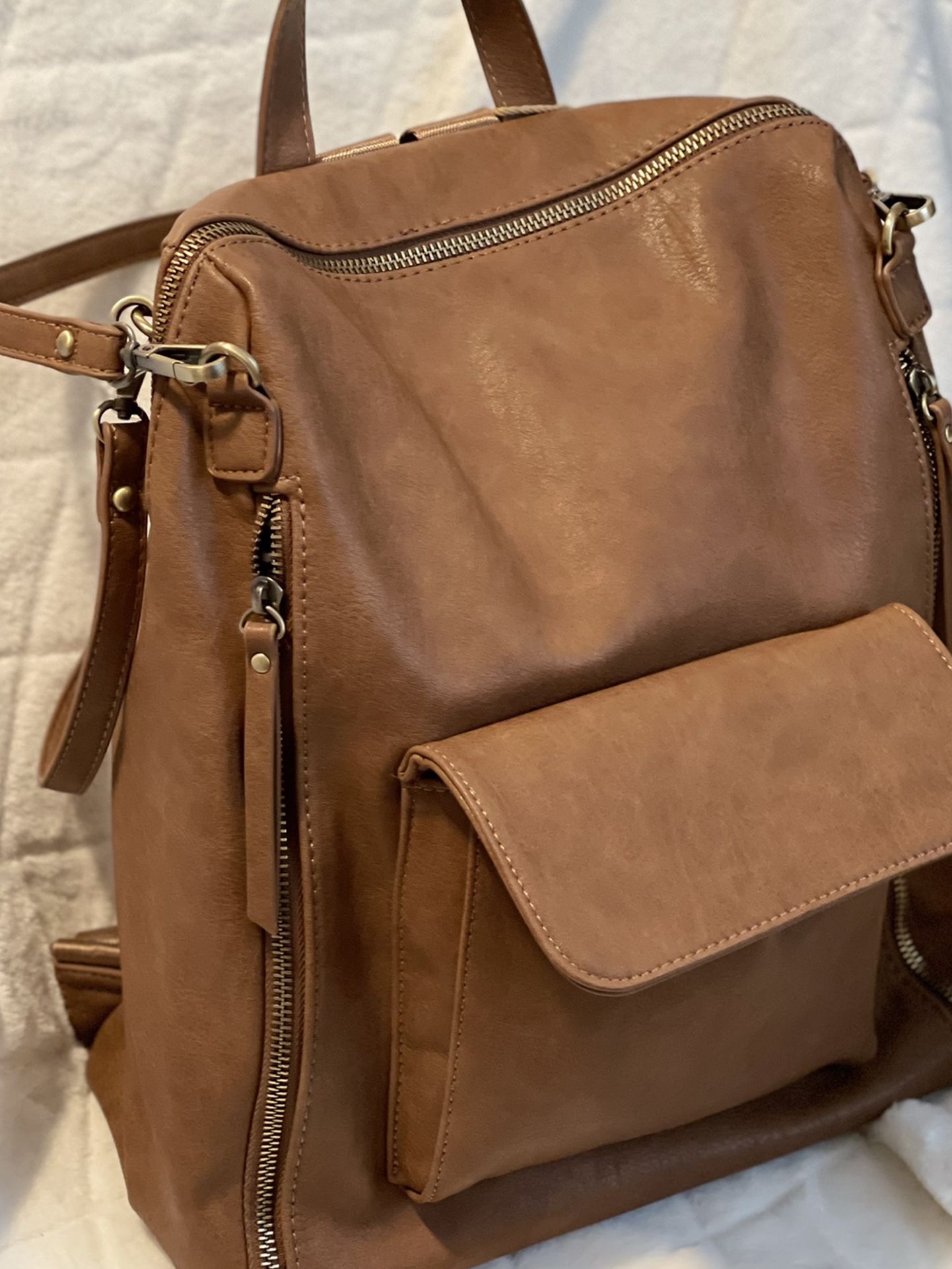 Brown Convertible Backpack Purse