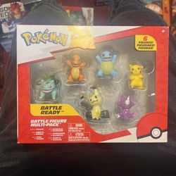 Pokémon Battle Figure 6 Pack-Features 2-Inch Pikachu, Squirtle, Charmander, Bulbasaur, Mimikyu & Toxel-Authentic Details