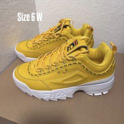 FILA (Women’s) Disruptor II Premium Repeat Yellow Leather Shoes
