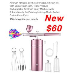 New Airbrush  Cordless Portable Airbrush Kit with Compressor 30PSI High-Pressure Rechargeable Air Brush Spray Machine with 0.3mm Nozzle $60
