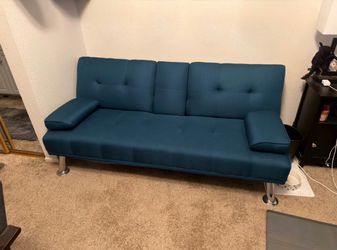 Teal blue futon