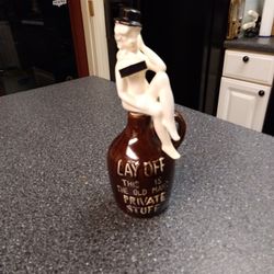 Vintage 1950 s. Whiskey Bottle Grandma Made Him Tape Her Top Up Tape Comes Off 114.00