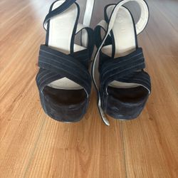 Coach Black Suede Block Heel Sandals