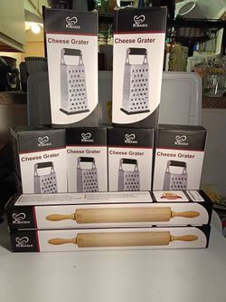 K-Basix 5 Cheese Graters And 2 Rollings Pins
