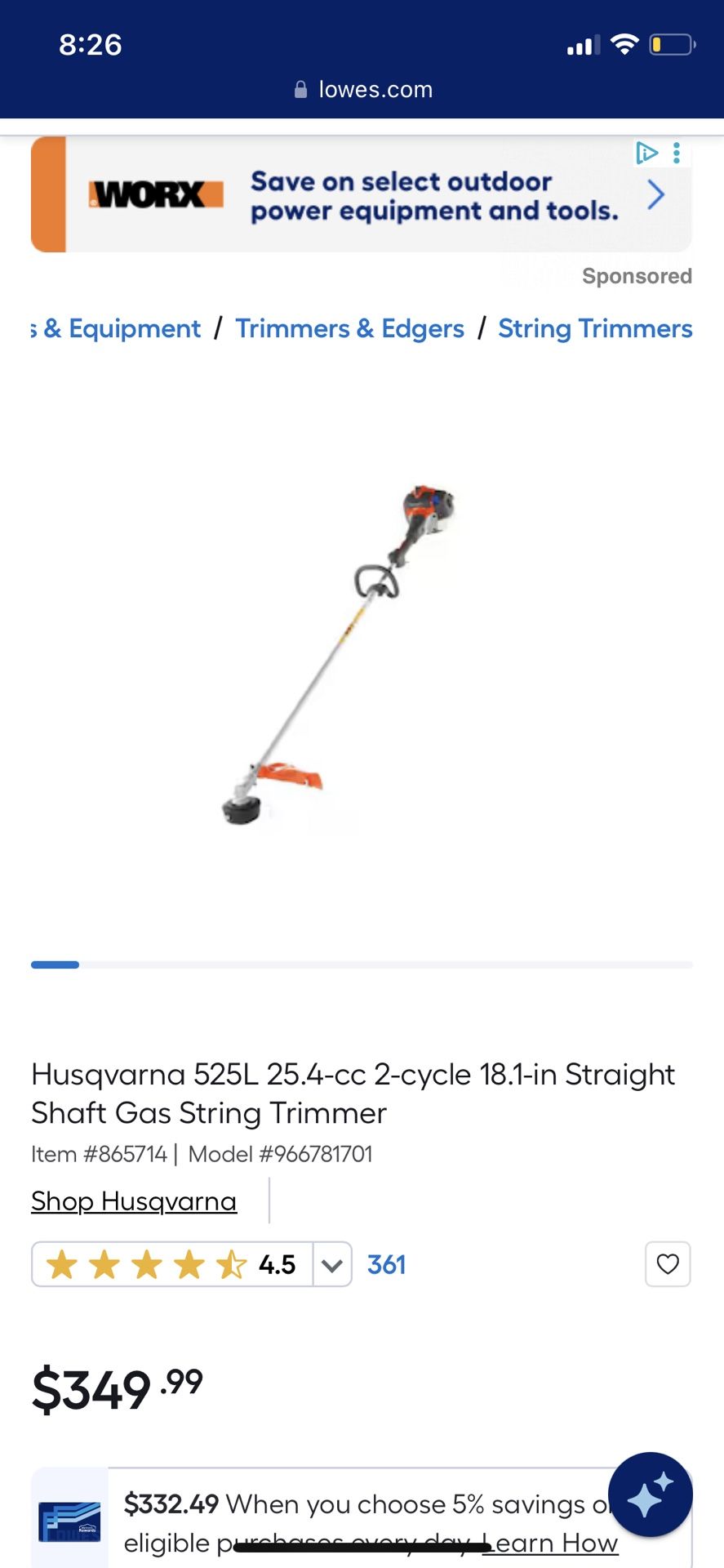 Husqvarna 525L 25.4 cc 2 cycle 18.1 in Straight Shaft Gas String Trimmer,All Products : American Fashion Style Bags On Sale