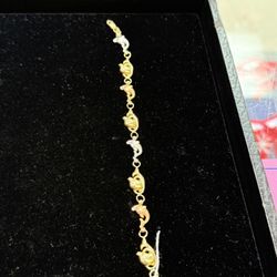 14k Tri Color Dolphin Bracelet (Weight &Length In Pics)