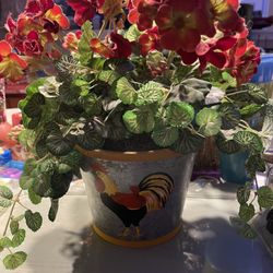 METAL BASKET OF GERANIUMS ADORABLE AND SMOKE FREE 