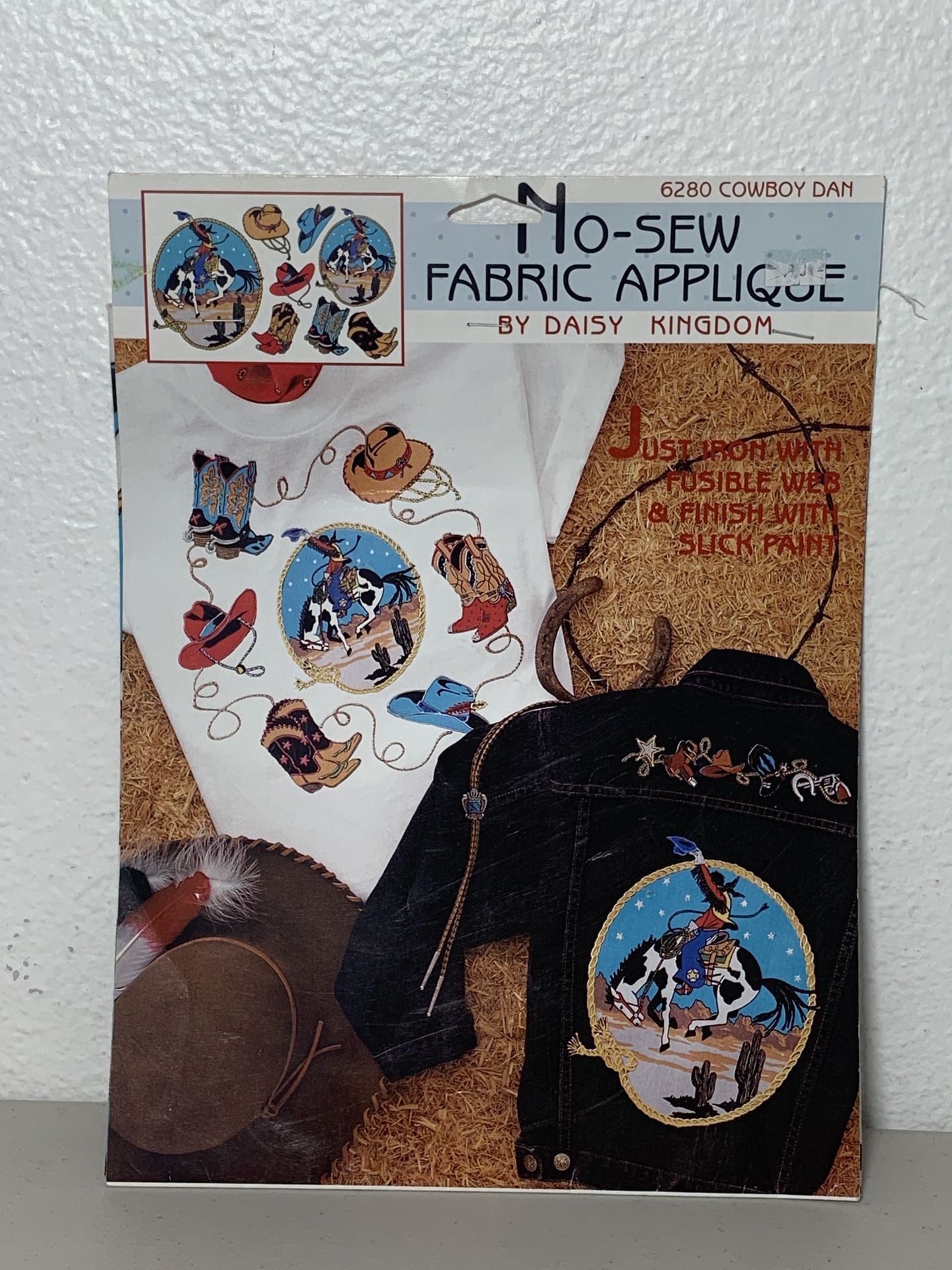 Daisy Kingdom Fabric Applique Sewing Panel Cowboy Dan 6280 boots hat rodeo rope