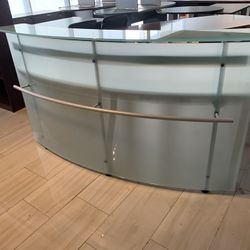 Glass Curved Reception Desk 6’