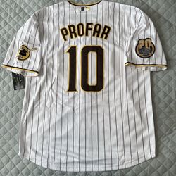 Jurickson Profar Jersey San Diego Padres White Pinstripe #10 Men’s Stitched Large