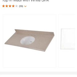 49 Inch And 37 Inch Solid Surface Vanity Tops- CARAMEL