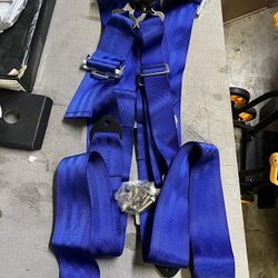 LA Zona Auto Parts 6 Point Universal Seat Belt 3 inch Wide Sinturon de Seguridad de Carreras Blue Azul Automobile 