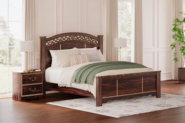 Ashley Glosmount Two-tone King Poster Bed with 2 Matching Nightstands