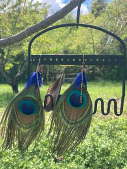 Feather earrings/ peacock feathers