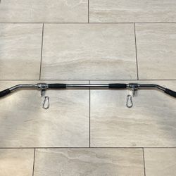 48" Straight Ez Curl Lat Pull Down Bar with Revolving Double Hook for Dual Pulley Cable Machines