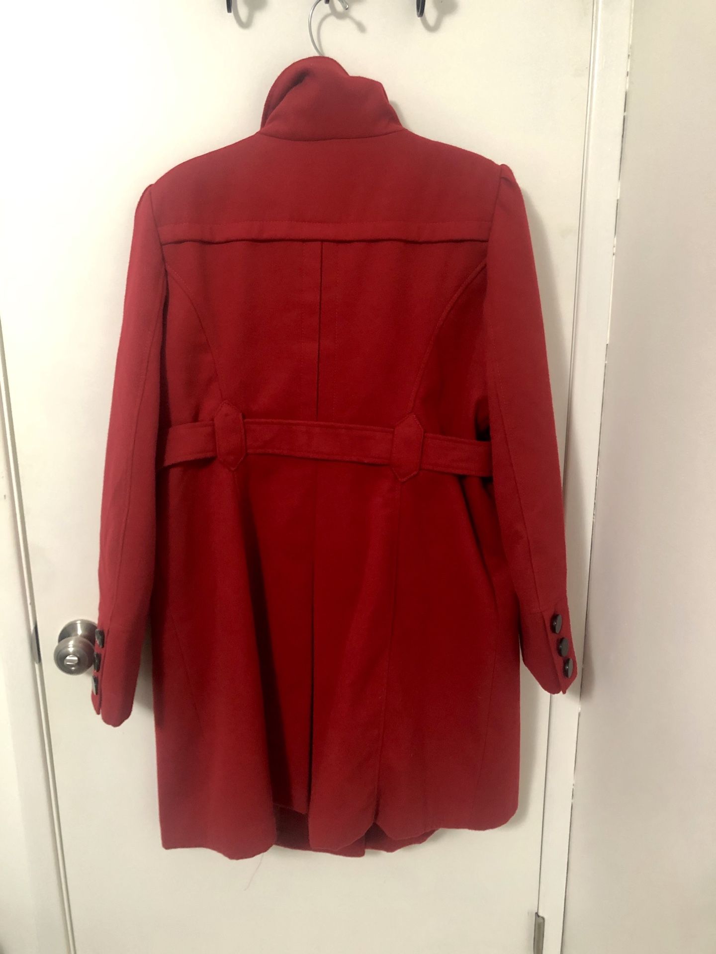 Red dress pea coat - like new!