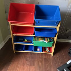 Solid wood toy bin
