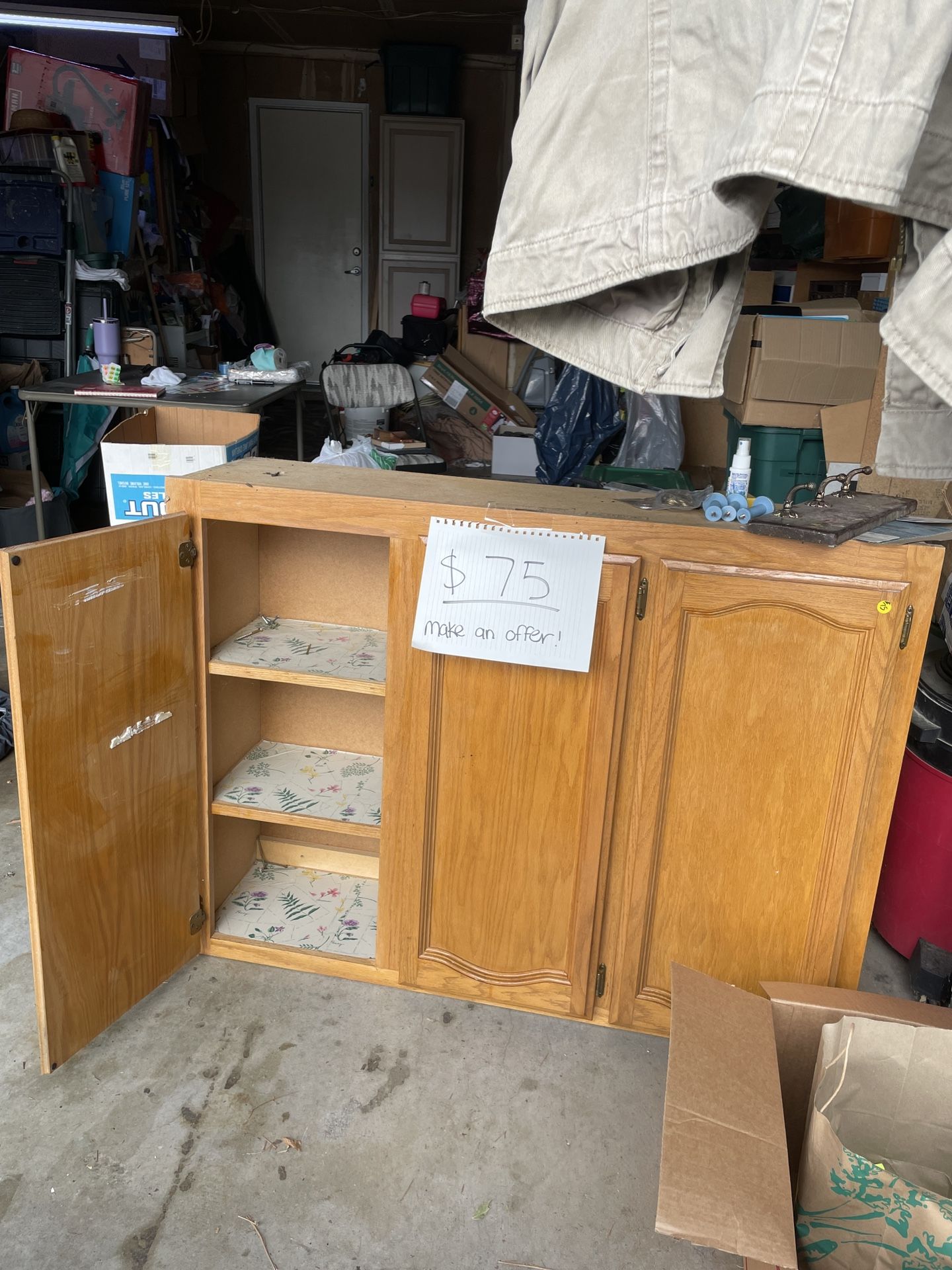 Oak Kitchen Cabinet $65